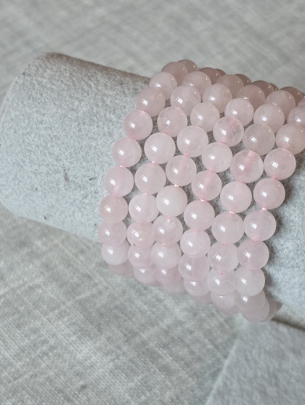 Rose Quartz Beaded Stretch Bracelet | Natural Stone Quartz | Handmade| 8mm - Picture 6 of 9
